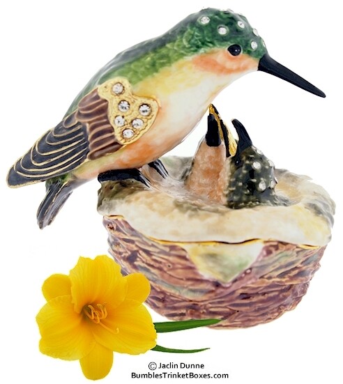 New Hummingbird with Nest Trinket Box