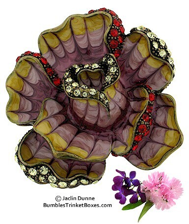 Purple and Yellow Rose Trinket Box