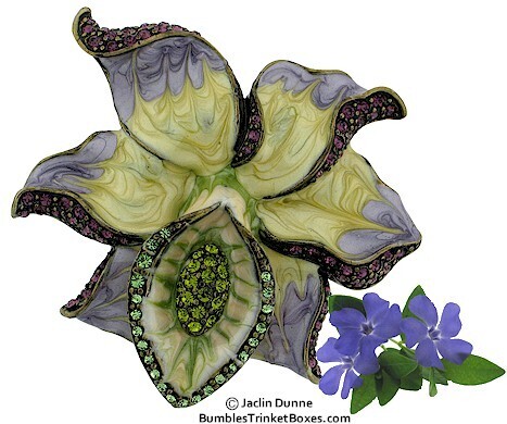 Purple and Yellow Cattleya Orchid Trinket Box