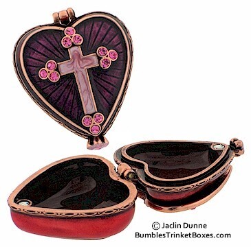 Discontinued- Red Heart With Cross Trinket Box