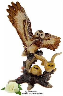 Mother and Baby Owls Trinket Box