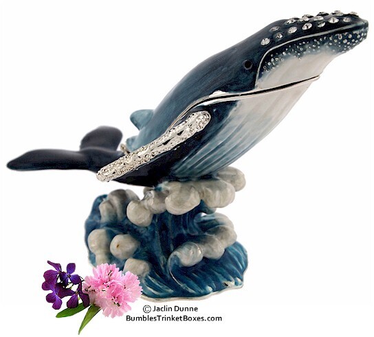 Humpback Whale on Wave Trinket Box