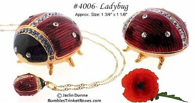 Ladybug Trinket Box with Pendant/Chain