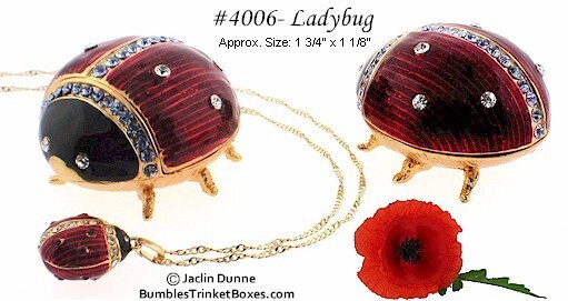Ladybug Trinket Box with Pendant/Chain