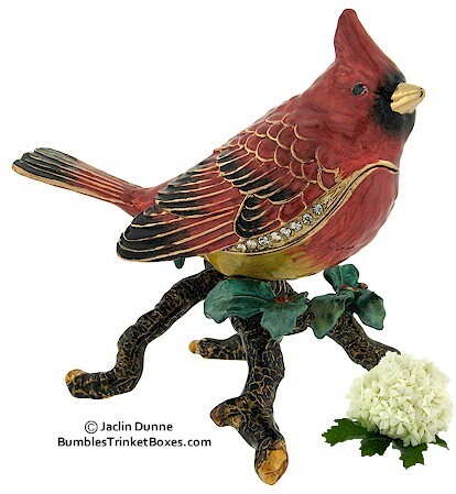 Cardinal Perching  Trinket Box