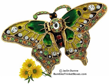 Green Butterfly Trinket Box