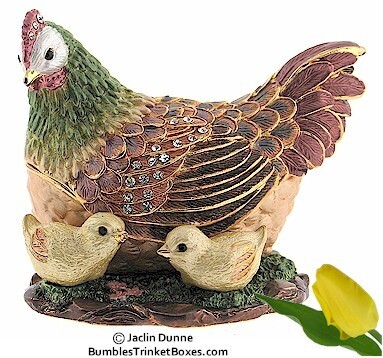 Hen with Chicks Trinket Box