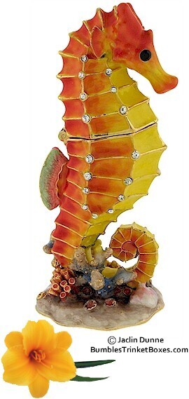Orange Seahorse Trinket Box