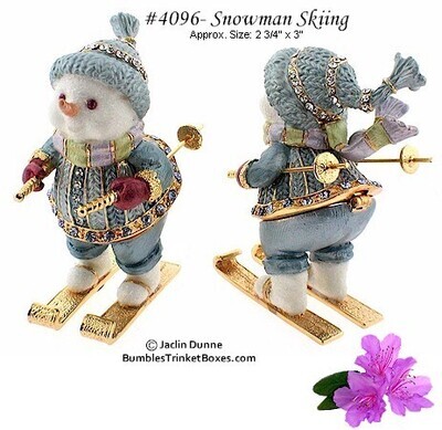 Snowman Skiing Trinket Box