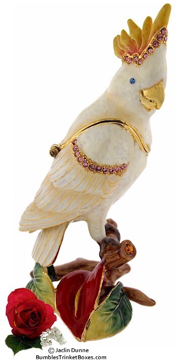 White Cockatoo with Red Anthurium Trinket Box