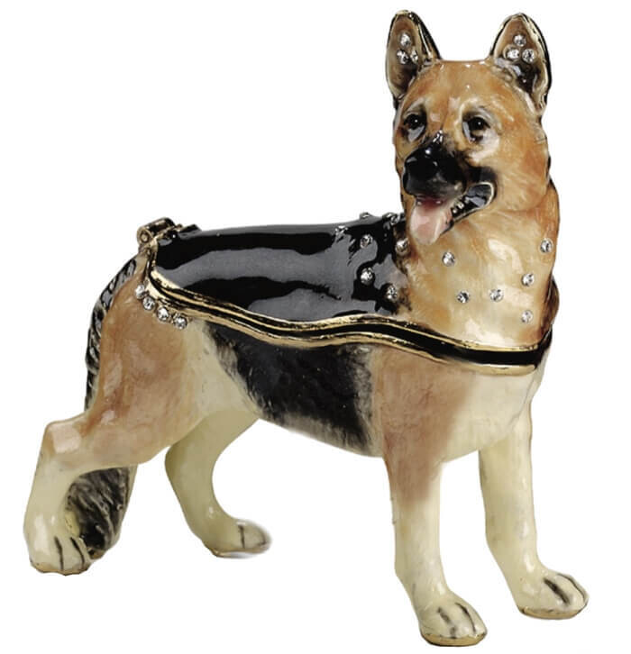 German Shepherd Standing Trinket Box
