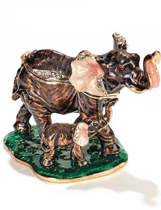 Mom and Baby Elephant Trinket Box