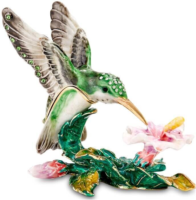 Green Hummingbird at the Hibiscus Trinket Box
