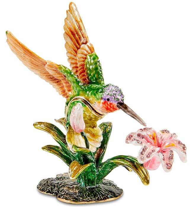 Hummingbird at the Lilies Trinket Box
