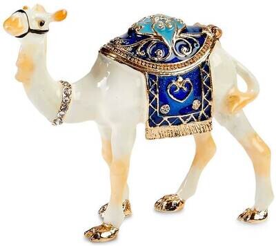 Ivory and Tan Camel with Saddle Trinket Box