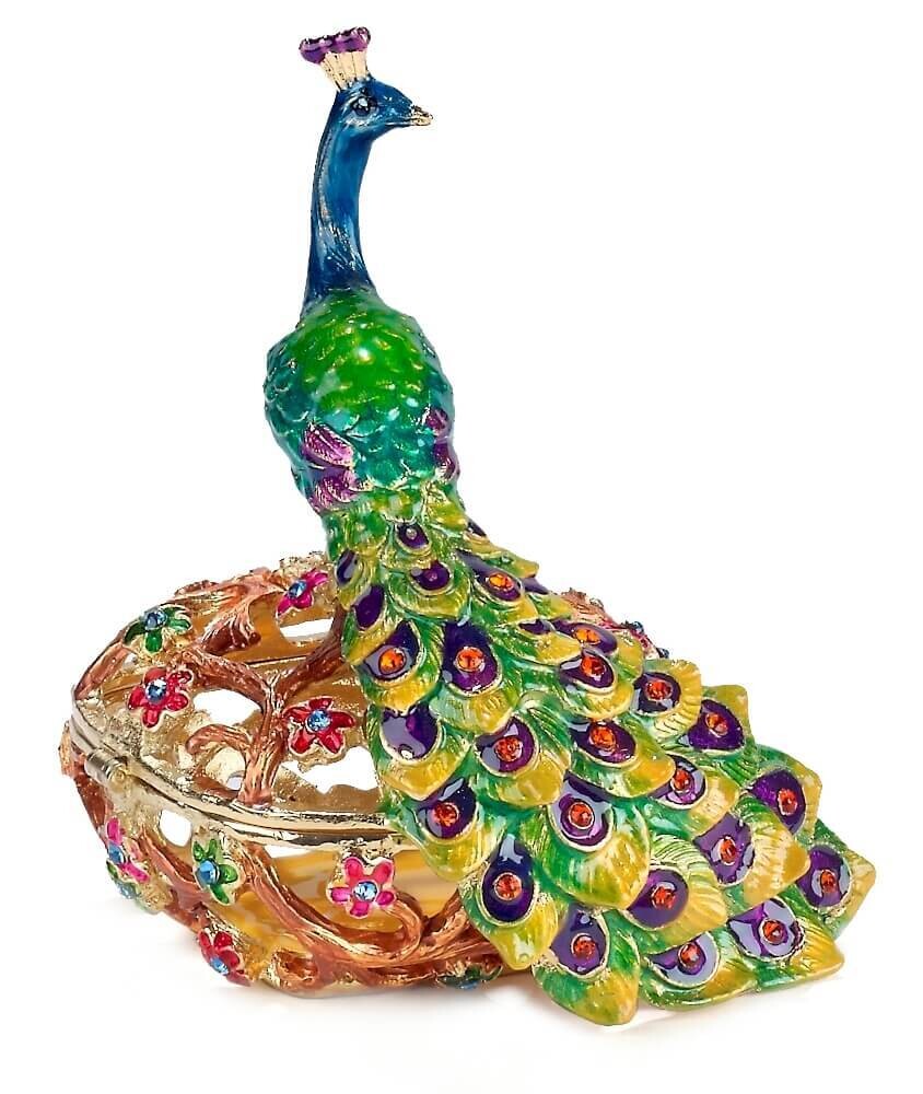 Peacock on Floral Box Trinket Box