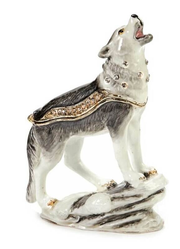 Wolf on Rock Howling Trinket Box