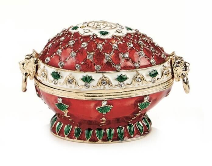 Red Victorian Egg Trinket Box