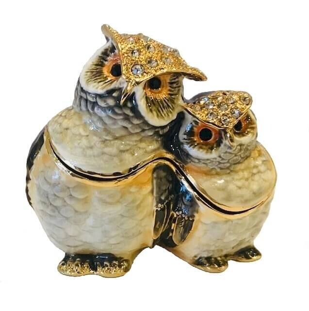 Loving Owl Couple Trinket Box