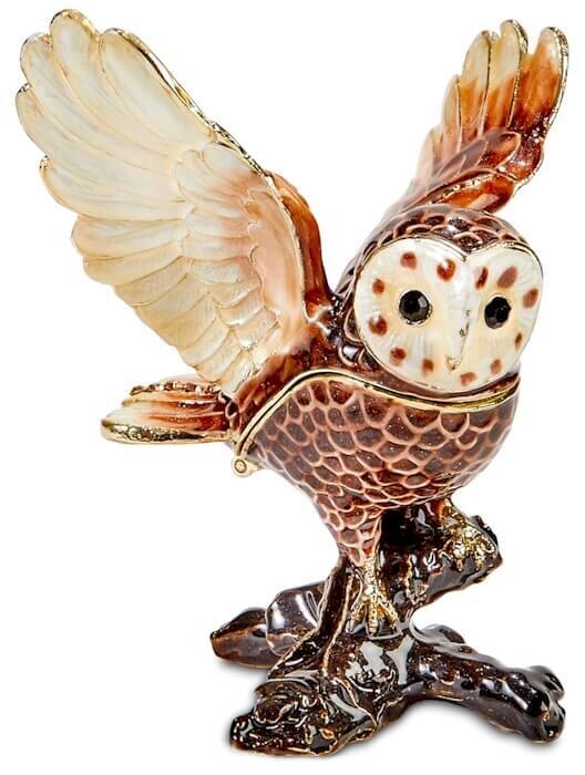 Owl with Wings Up Trinket Box