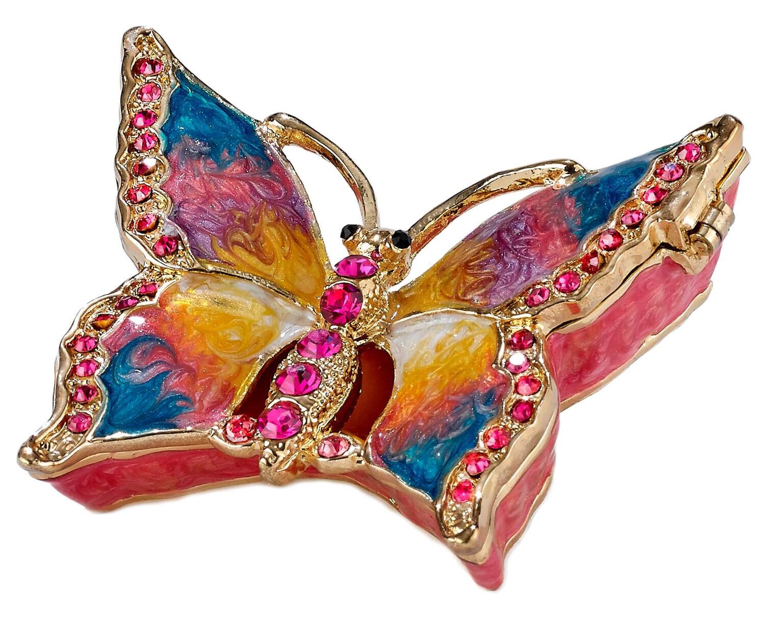 Pink and Blue Butterfly Trinket Box