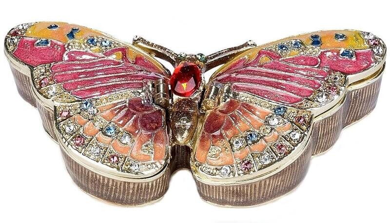 Pink Butterfly Trinket Box