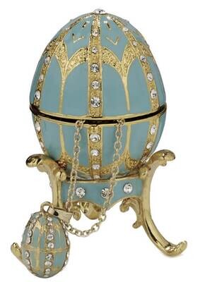 Turquoise Egg Trinket Box with Pendant