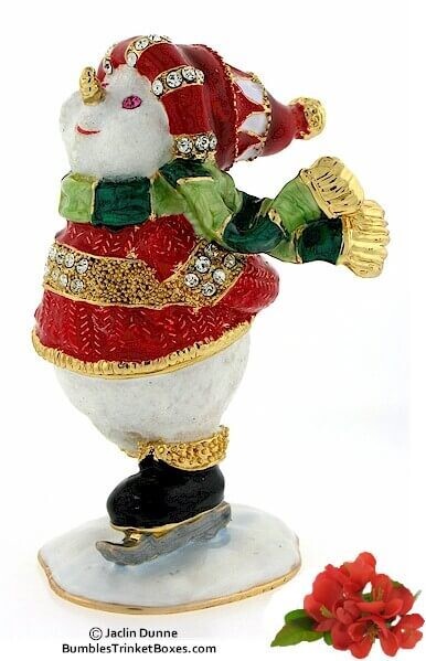 Skating Snowman Trinket Box