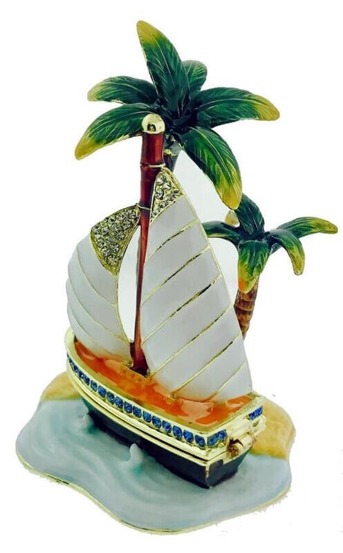 Palm Trees and Sailboat Trinket Box