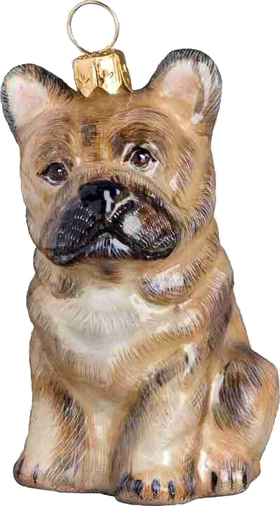 French Bulldog - Cream - European Blown Glass Christmas Ornament