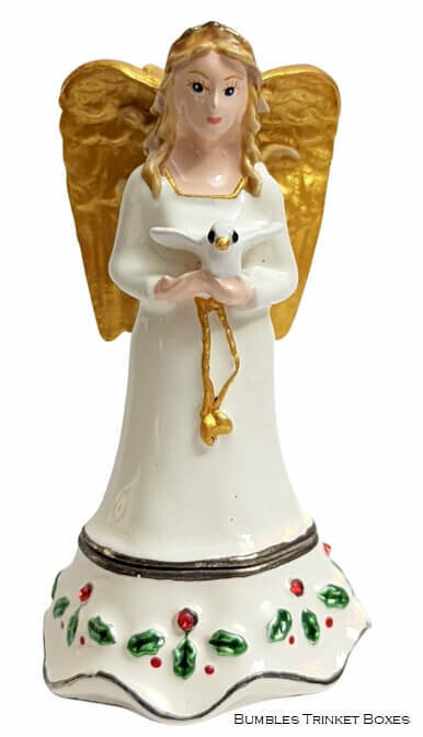 Christmas Peace Angel and Dove Trinket Box