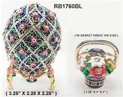 Blue-Green Floral Egg Trinket Box - Special Order, Not Returnable