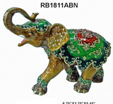 Brown and Green Elephant Trinket Box - Special Order, Not Returnable