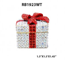 Tiny White Present with Red Bow