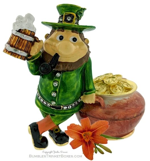 Leprechaun with a Mug of Beer and Pot of Gold