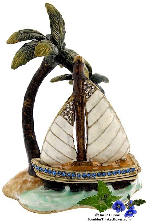 Sail Boat and Palm Trees Trinket Box