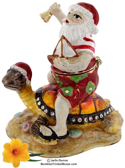 Santa on a Turtle Trinket Box