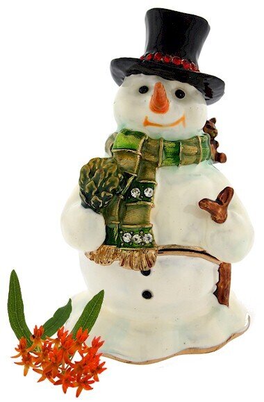 Snowman Wearing Top Hat Trinket Box
