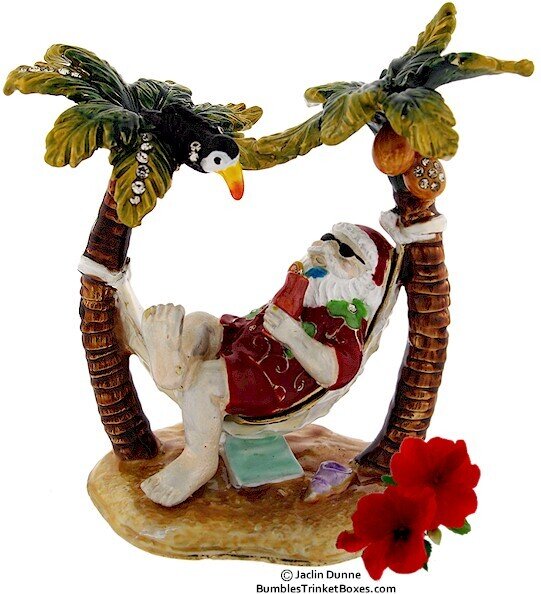 Santa on Hammock Trinket Box