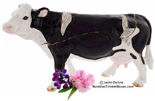 Pretty Holstein Cow Trinket Box