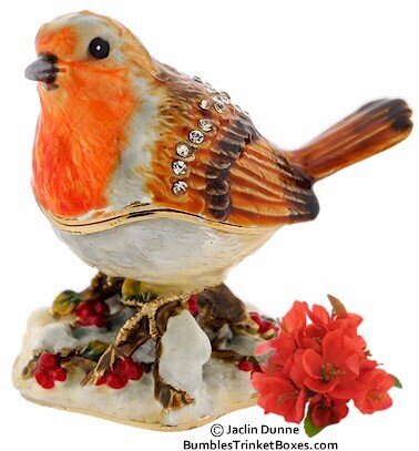 Winter Bird with Berries Trinket Box