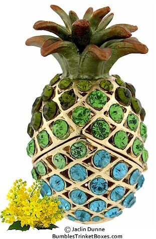 Blue Green Pineapple Trinket Box