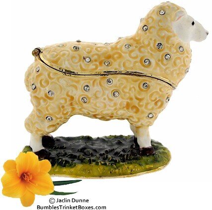 Cream Sheep Trinket Box