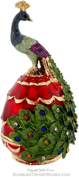 Peacock on Red Egg Box