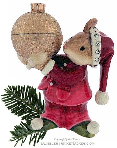 Christmas Mouse Holding an Ornament