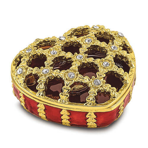 Bejeweled PEEK-A-BOO Decorative Heart Trinket Box
