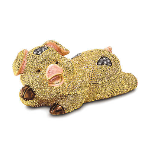 Bejeweled PANDY POSH Cute Golden Pig Trinket Box