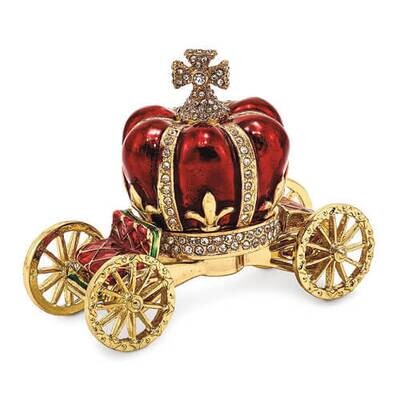 Bejeweled HER MAJESTY'S CROWN Carriage Trinket Box