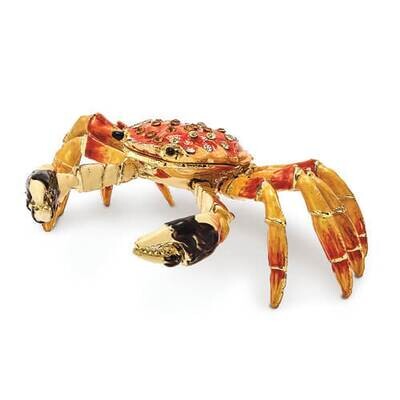 Bejeweled MOVABLE CRABULOUS Red Orange Crab Trinket Box