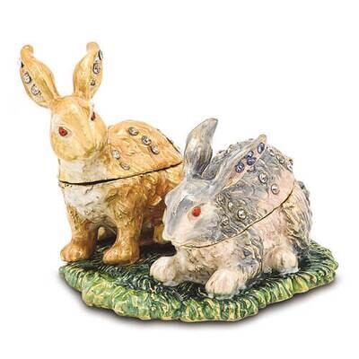 Bejeweled BEST BUNNIES Rabbits Trinket Box